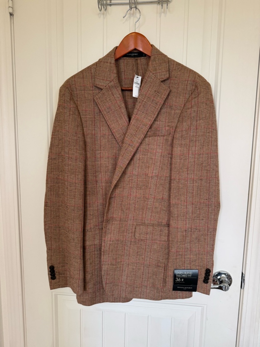 NWT Men's Banana Republic Brown Plaid Blazer